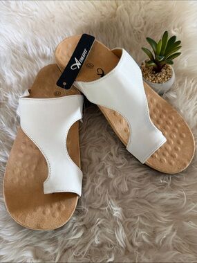 Athlefit TOE THONG Orthopedic SANDALS 6.5 Arch Support SLIDES White NWT